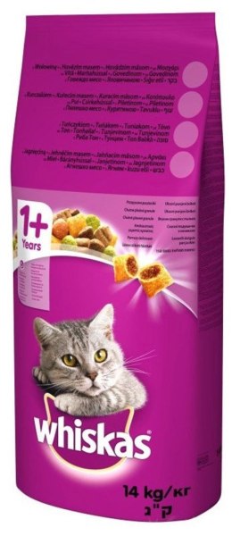 WHISKAS Karma Sucha Dla Kota 1+ Z Wołowiną 14kg