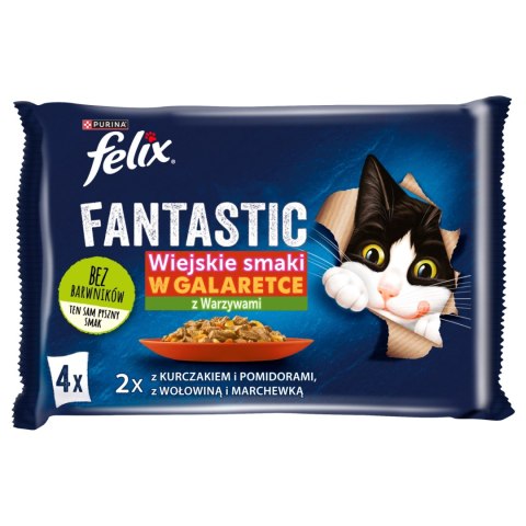 Felix Fantastic W Galaretce Z Kurczakiem I Wołowiną 4x85g