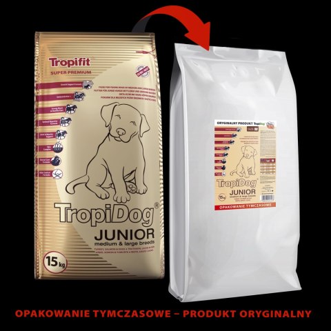 Tropidog Super Premium Junior Medium & Large Breed Z Indykiem, Łososiem I Jajkami 15kg