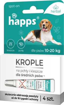 Bros Happs Herbal Krople Na Pchły I Kleszcze Dla Średnich Psów 4 Tubki