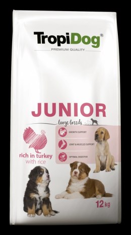 Tropidog Premium Junior Indyk Z Ryżem 12kg