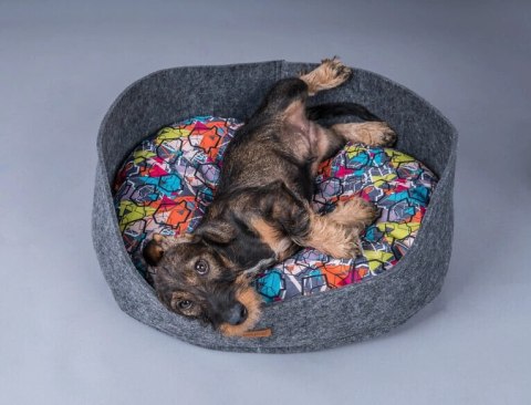 AMIPLAY Legowisko Owalne 2w1 Hygge Szare M